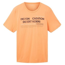 TOM TAILOR Herren T-Shirt WORDING LOGO Regular Fit Fruity Melon Orange, L