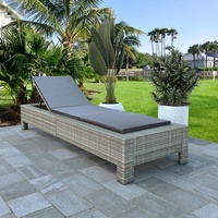 Möbel Sonnenliege mit Auflage Grau Poly Rattan - Gartenliegen 46236