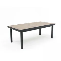 Oviala Business Ausziehbarer Tisch aus Aluminium und brauner Keramik