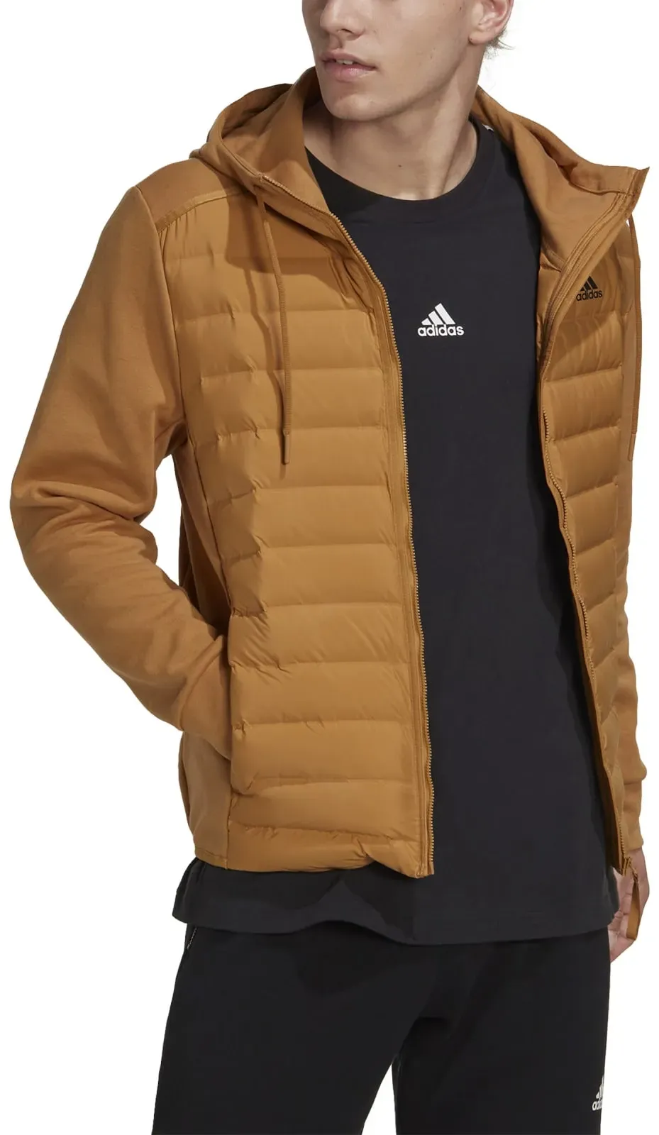 adidas Daunenjacke Varilite Hybrid (wind- und wasserabweisend, schmal geschnitten) braun Herren