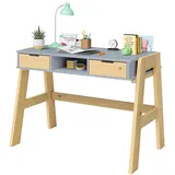 Bellabino Kinderschreibtisch Campo, höhenverstellbar 56-75 cm (mit Schubladen, 1 Ablagefach und 3 Aufbewahrungsfächer), blau/natur blau