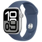 Apple Watch Series 10 GPS 42 mm Aluminiumgehäuse silber Sportarmband denim S/M