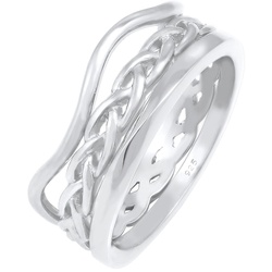 Elli Ringset Wellen Geflochten Verdreht 925 Silber 54 Damen 
