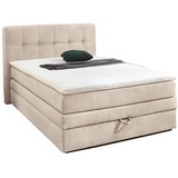 JOB Boxspringbett AMY, Creme - 120 x 200 cm - Cord - mit Bettkasten