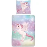 Traumschlaf Kinderbettwäsche Einhorn Pink 135 x 200 cm + 80 x 80 cm