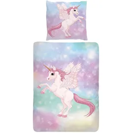 Traumschlaf Kinderbettwäsche Einhorn Pink 135 x 200 cm + 80 x 80 cm