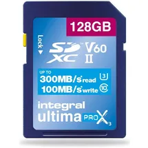 Integral 128GB UHS-II SD-Karte V60 Bis zu 300MB/s Lese- und 100MB/s Schreibgeschwindigkeit SDXC Professional High Speed Speicherkarte