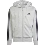adidas Essentials 3-Streifen Fleece Reißverschlusspullover Medium Grey Heather / Black M