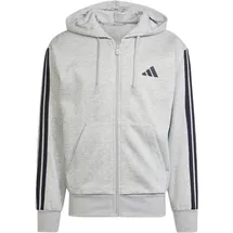 adidas Essentials 3-Streifen Fleece Reißverschlusspullover Medium Grey Heather / Black M