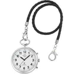 Taschenuhr MASTER TIME, silber (silberfarben), Taschenuhren, Herren, sprechende Funkuhr, Quarzuhr, Status Funkempfang, 4 Alarmzeiten