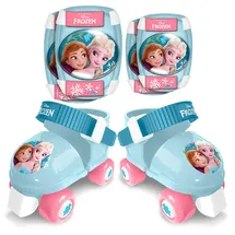 STAMP Roller Skates Sizes 23/27 + ELLBOGEN und KNIESCHÜTZER Frozen 2, Blue & White