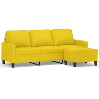 vidaXL 3-Sitzer-Sofa mit Hocker Hellgelb 180 cm Stoff