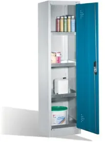 C+P Umweltschrank mit Drehtür, 4 Wannenböden, H1950xB500xT500mm Front Lichtblau Korpus Lichtgrau