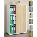 VCM VCM, Aktenschrank Büroschrank Schiebetüren Lona 3fach 70 x 37 x 111 cm) | 2 Jahre Gewährleistung - mind. 14 Tage Rückgaberecht - Braun,Schwarz