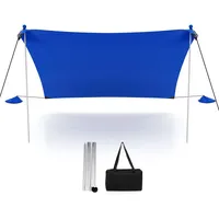 Costway Strandzelt, Blau, Kunststoff, 300x300 cm, Sonnen- & Sichtschutz,