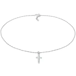 Elli Choker Kreuz Gedreht Modern 925 Silber Ketten   Damen 