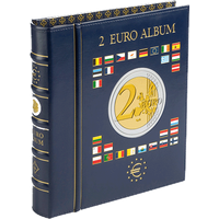 Münzalbum VISTA, für 2-Euro-Münzen, inkl. 4 VISTA, Münzblättern, inkl. Schutzkassette,blau