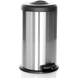Abfallsammler / Mülleimer CLEAN X 40L Stahl mit integrierter Pressvorrichtung silber hjh OFFICE
