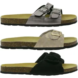 TRUE Style Damen Tieffußbett-Pantoletten Sommer-Schuhe Sommer-Sandalen Silber, Rosa oder Schwarz - 37