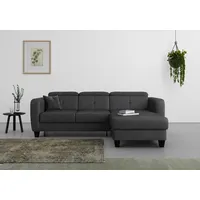 sit&more Ecksofa »Belluci L-Form«, inklusive Federkern, wahlweise mit Bettfunktion und Bettkasten, grau