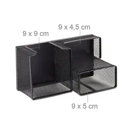 Relaxdays Schreibtisch-Organizer Metall 18,5 x 9,5 x 10,0 cm Schwarz 3 St.