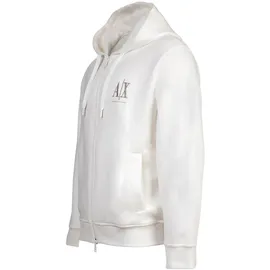 Armani Exchange AX ARMANI EXCHANGE Herren Sweatjacke mit Kapuze - Hoodie Full-Zip, Baumwoll-Mix Weiß L