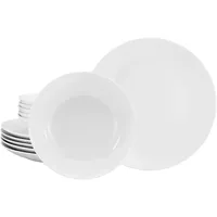 CreaTable Tafelservice Luna Weiß, Keramik, 12-teilig, lebensmittelecht, stapelbar, Essen