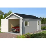Lasita Maja Garage Dillon 3,20 x 5,60 m grau mit Seitenwand und Pfostenanker