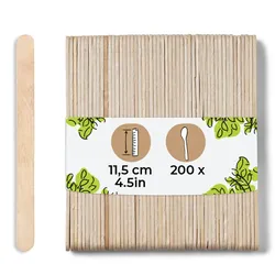BIOZOYG 200 Stück Holzspatel  Holzstäbchen, Eisstiele, Rührstäbchen  biologisch abbaubar, lebensmittelecht, plastikfrei  Bastelholz, Holzstäbe