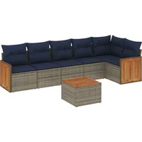 vidaXL Gartensofa-Set mit Kissen, grau, Polyrattan