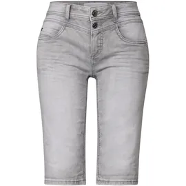 STREET ONE Bermudas "Style Jane", Damen, Gr. 30, N-Gr, grau (light grau random washed), Denim/Jeans, Obermaterial: 63% Baumwolle, 25% Polyester, 10% Viskose, 2% Elasthan, unifarben, slim fit kniefrei, Hosen Bermudas, Sommerhose Jeans mit Slim Legs und Stretch