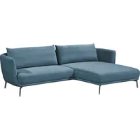 Schöner Wohnen Ecksofa SCHÖNER WOHNEN-KOLLEKTION "Pearl - 5 Jahre Hersteller-Garantie, auch in Bouclé L-Form" Sofas Gr. B/H/T: 270cm x 71cm x 160cm, Velours, Longchair rechts, blau (blaugrau) Maße (BHT): 27071160 cm, Füße Metall