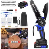 6' Elektro Kettensäge säge + Akku Ladegerät Baumsäge Handkettensäge