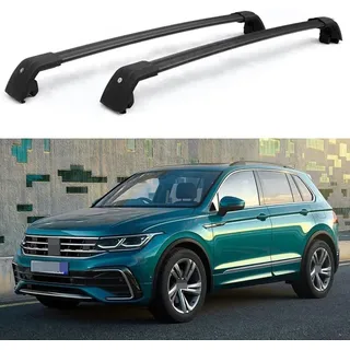 PAKJEL 2 Stück Auto Dachträger Querträger für VW Tiguan R-Line 2017 2018 2019 2020 2021 2022 2023 Auto Dachgepäckträger Gepäckträger Relingträger Dachreling Trägerhalter Zubehör.