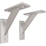 Sossai Regalträger 2er Set FSHR 120x120 mm aus Aluminium – Wandhalterung Regalwinkel für Regalbrett – silber – modernes Design