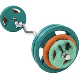 GORILLA SPORTS® Langhantel Set 35kg - SZ Curlstange 120cm, Gewichte 2x1,25kg / 2x2,5kg / 4x5kg, 30mm, 2X Feder/Sternverschlüsse, Gusseisen, Gummi Gripper, Verchromt, Gerändelt - Hantelset, Hantel Set