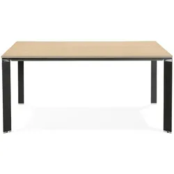 Kadima Design Konferenztisch quadratisch Trend  160x160 cm  Chrom-Applikationen  xxl Bürotisch  Beige-Schwarz