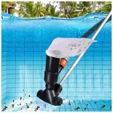 Tragbarer Poolsauger Für Aufstellpools, Whirlpools, Springbrunnen Und Jacuzzis – Schwarzer Unterwassersauger Mit Laubsaugkopf Und 5-teiligem Griff