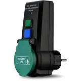 REV Ritter REV DI Steckdose, FI Schutzschalter, Steckdosenadapter, IP44, Auslösezeit 30ms, 3600W, schwarz