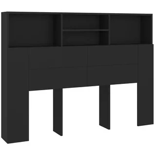 vidaXL Kopfteil mit Ablagen Schwarz 140x19x103,5 cm
