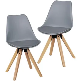 KADIMA DESIGN 2er Set Esszimmerstühle LUND: Kunstlederbezug und Holzbeine, Skandinavisches Design, Komfortables Sitzen, Verschiedene Farben