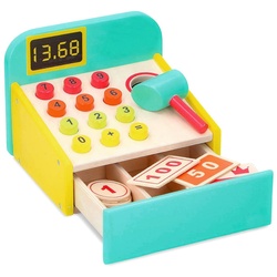 Bubble-Store Spielkasse mit Schublade, Spielzeugkasse mit Scanner Holz Spielgeld