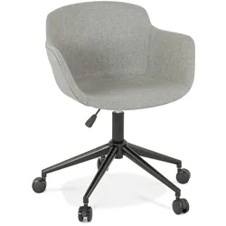 Kadima Design Bürostuhl in Grau | Gepolsterter Drehstuhl für Besprechungsräume | 54x59cm Stoff & Metall | Mit Rollen höhenverstellbar | Pilano