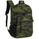 Kalesi Kühlrucksack mit 36 Dosen, leicht, isoliert, auslaufsicher, für Reisen, Camping, Mittagessen, Outdoor, Besteck-Rucksack für Damen und Herren (B-Floral-cool) (Camouflage Green)