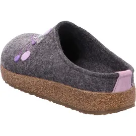 HAFLINGER Damen Hausschuh Stickerei Pantoffel Filz Grizzly Amaya 751009, Größe:39 EU, Farbe:Mehrfarbig - Grau - 39