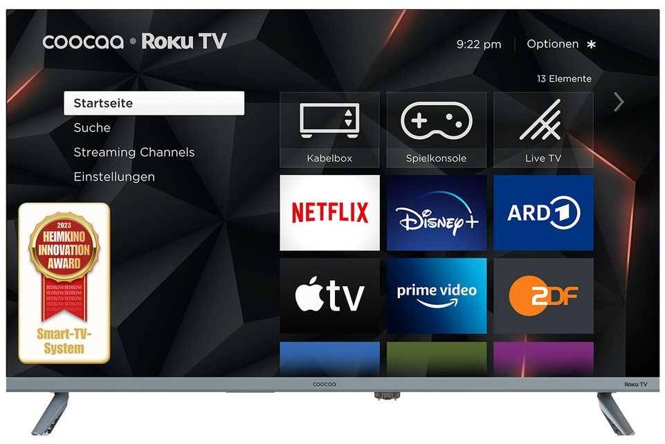 COOCAA 32R3G Roku LED TV powered by Metz, HD Smart TV, 32 Zoll, 80 cm, Fernseher mit Triple Tuner, TV mit WLAN, LAN, HDMI, USB, HDTV, Netflix, Prime