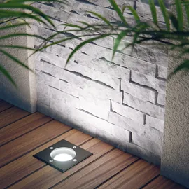 ledscom.de Bodeneinbauleuchte RELI für außen, IP67, schwarz, eckig, 11 x 11cm, 1x GU10 max. 15W