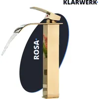 Klarwerk ROSA | Premium hohe Wasserfall Badarmatur Gold |