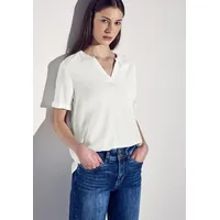 STREET ONE Damen A345525 Bluse in Unifarbe, Off White,