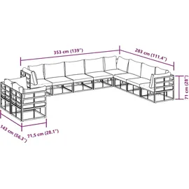 vidaXL Garten-Lounge-Set 10-tlg. schwarz Aluminium